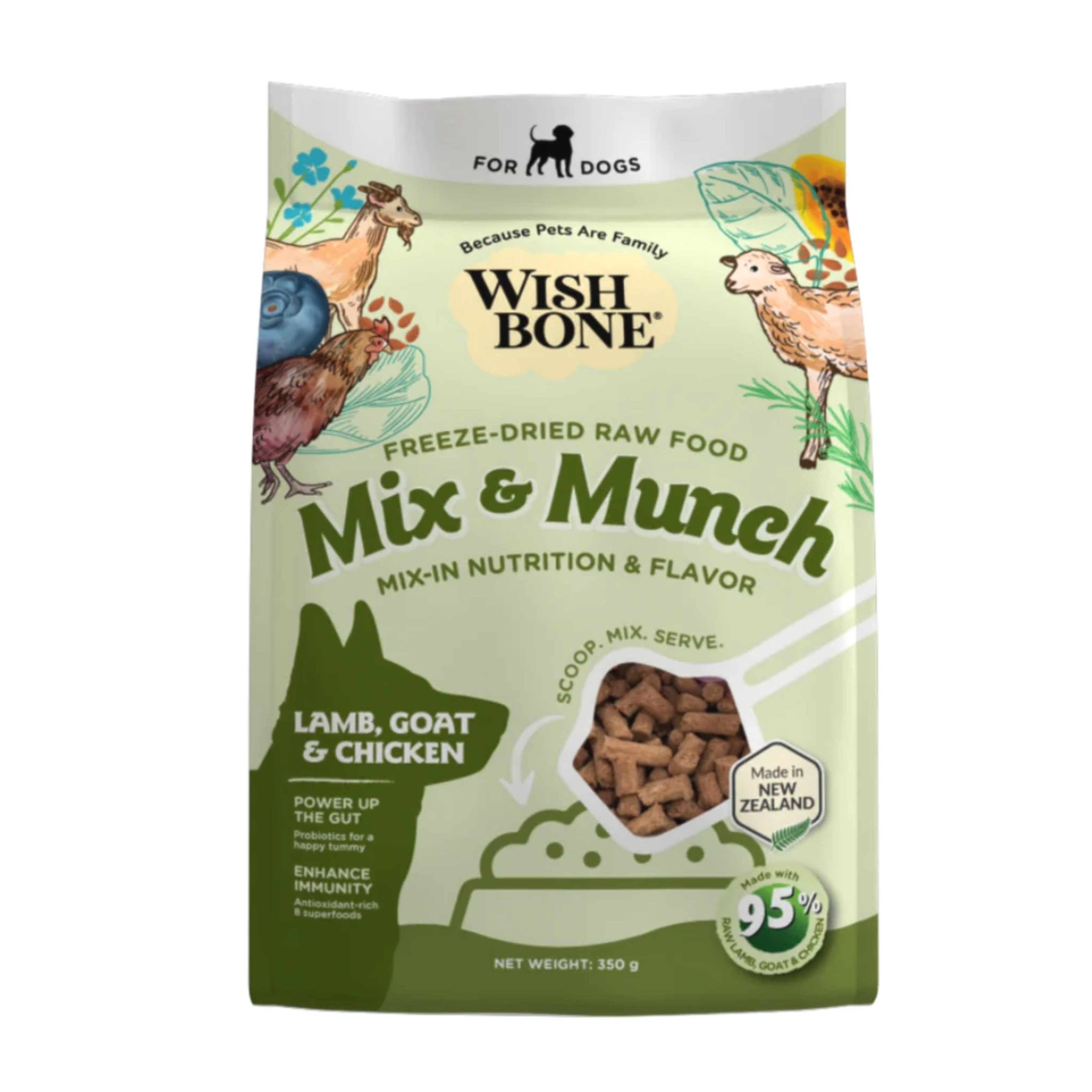 Wishbone Mix Munch Lamb Goat Chicken Grain free Freeze dried Raw Food Dog Food Topper 350g Singapore s Pet Store Perromart SG PerroMart SG