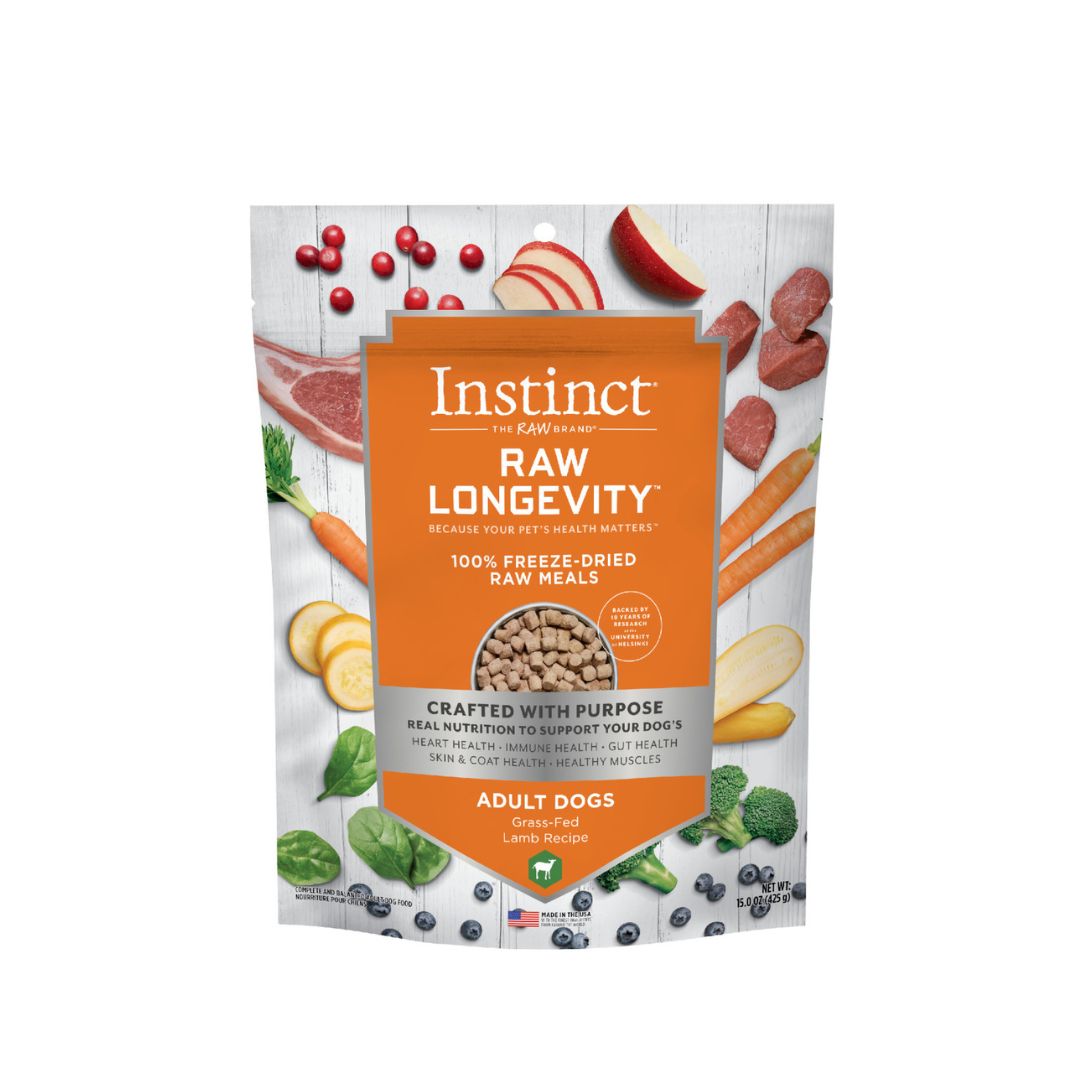 Instinct Dog Raw Longevity 100 Freeze Dried Raw Meals 269g Lamb Dry Dog Food Singapore s Pet Store Perromart SG PerroMart SG