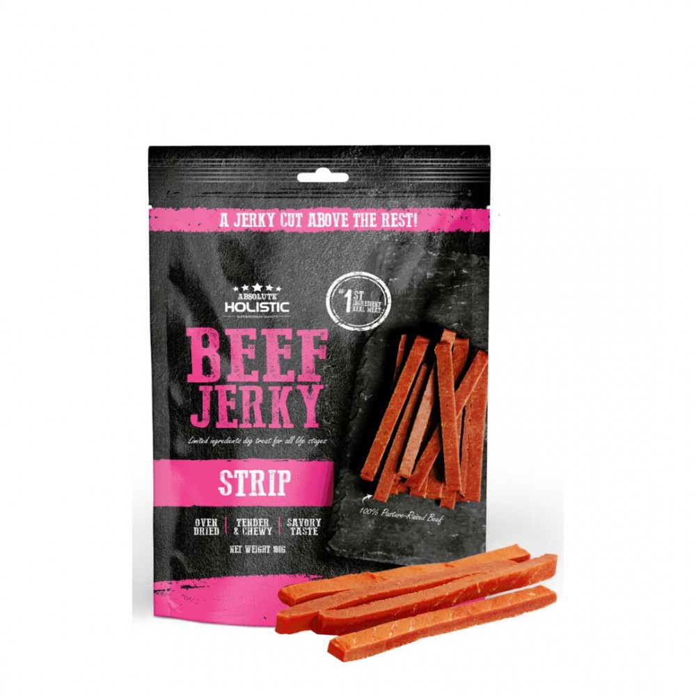 Absolute Holistic Dog 100g Jerky Beef Strip Dog Treat