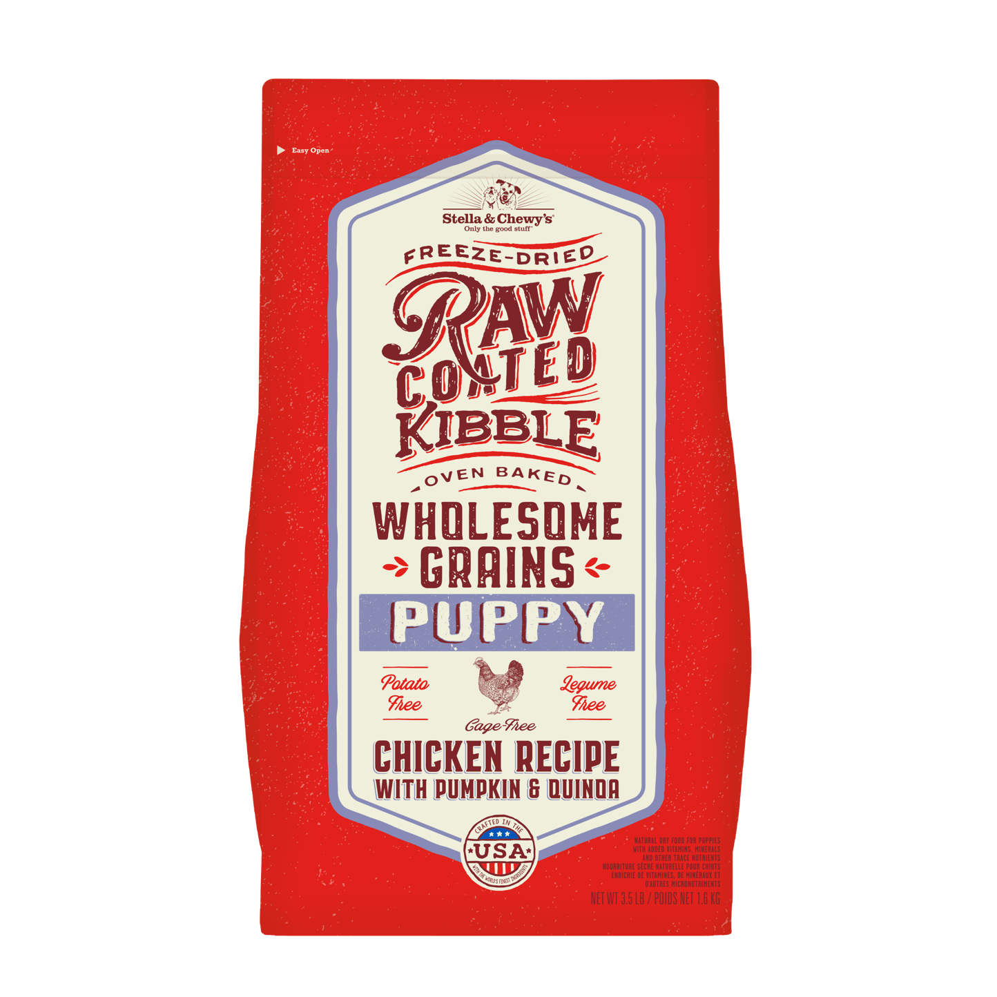 Stella & Chewy's Dog 1.6kg (3.5lbs) Wholesome Grains Raw Coated Kibble (puppy Chicken) Dry Dog Food
