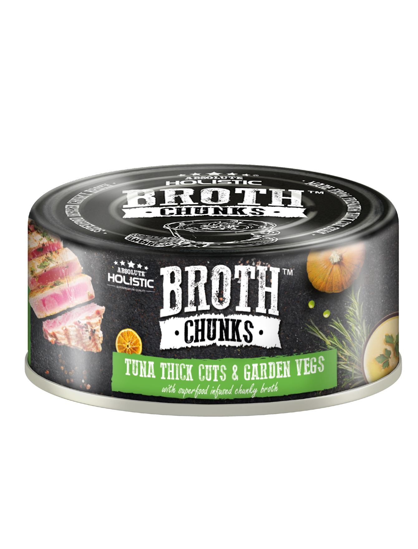 Absolute Holistic Broth Chunks Tuna Thick Cuts & Garden Vegs Wet Cat & Dog Food 80g
