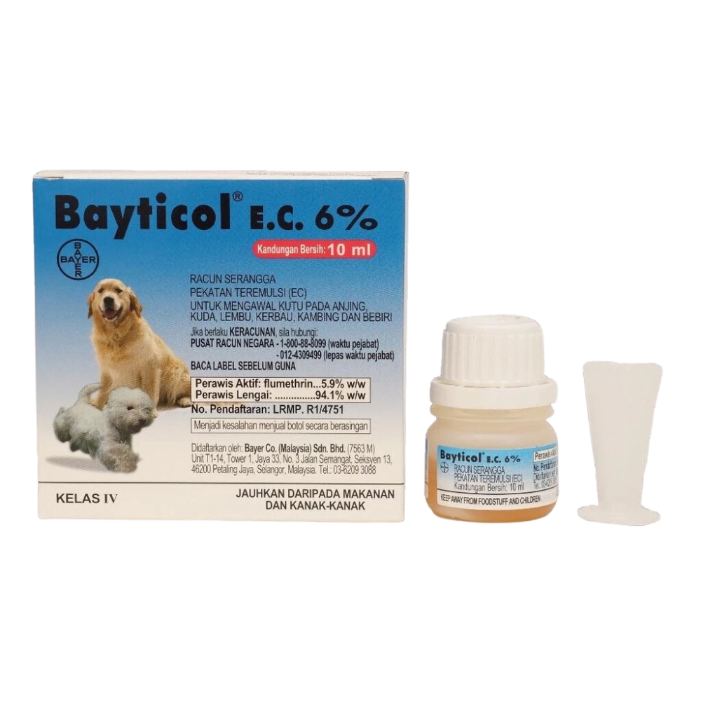 Bayer Bayticol 10ml Ec 6% Fleas & Ticks Wash For Dogs