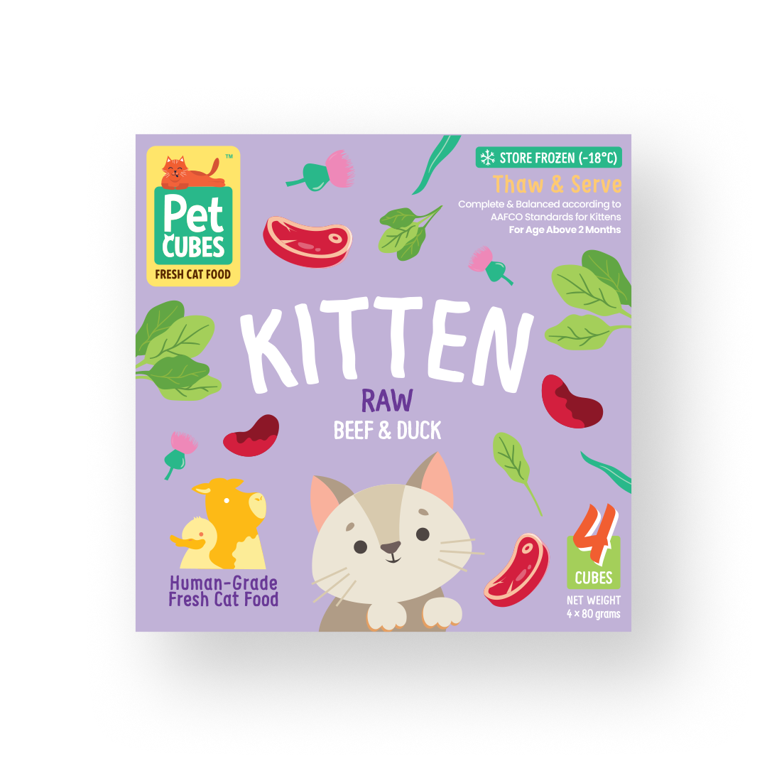 Pet Cubes Cat 4x80g Raw Beef & Duck For Kittens Fresh Cat Food