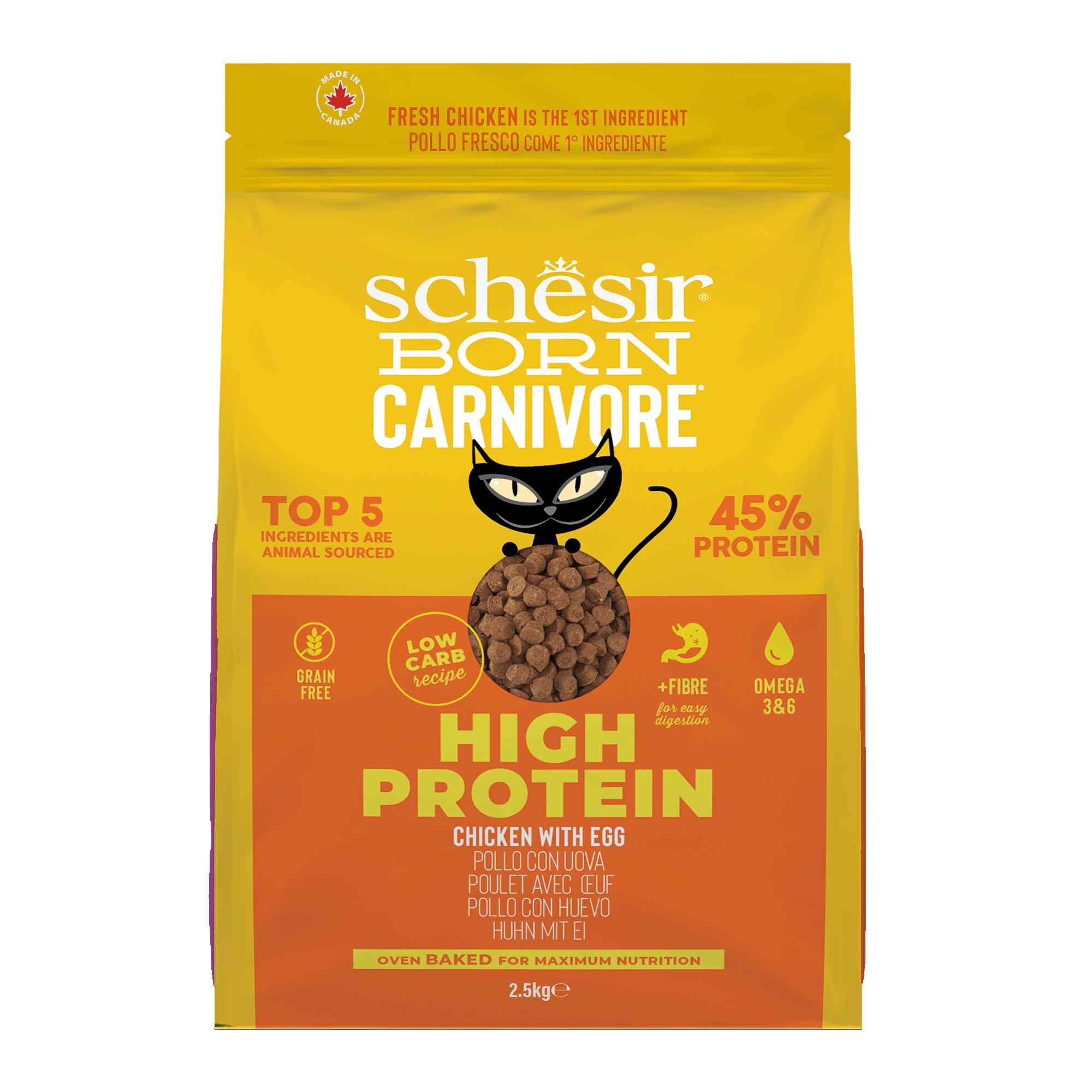 Schesir Cat 2.5kg Born Carnivore Chicken With Egg Baked Dry Recipe Dry Cat Food
