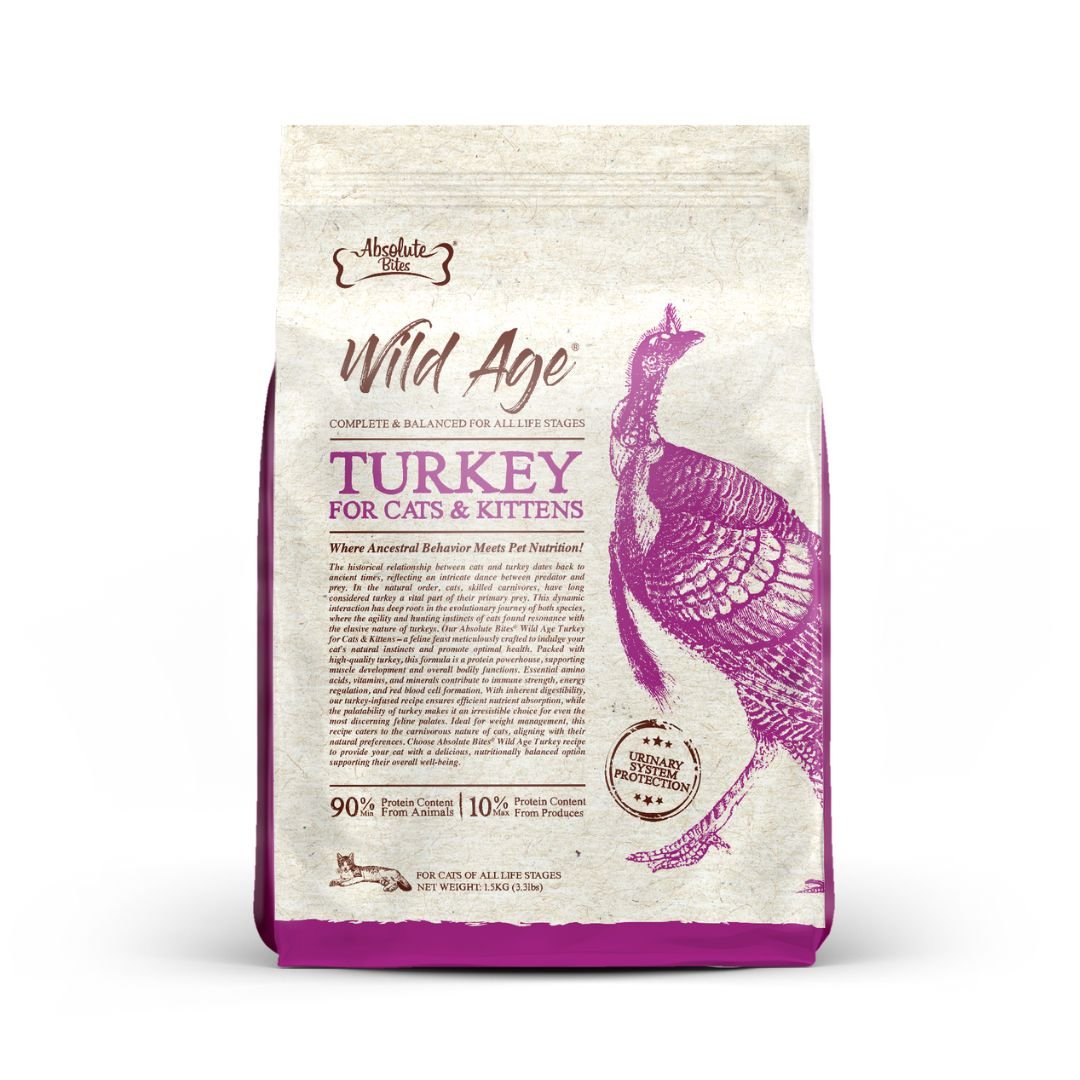 Absolute Bites Cat Wild Age 1.5kg Turkey Dry Cat Food
