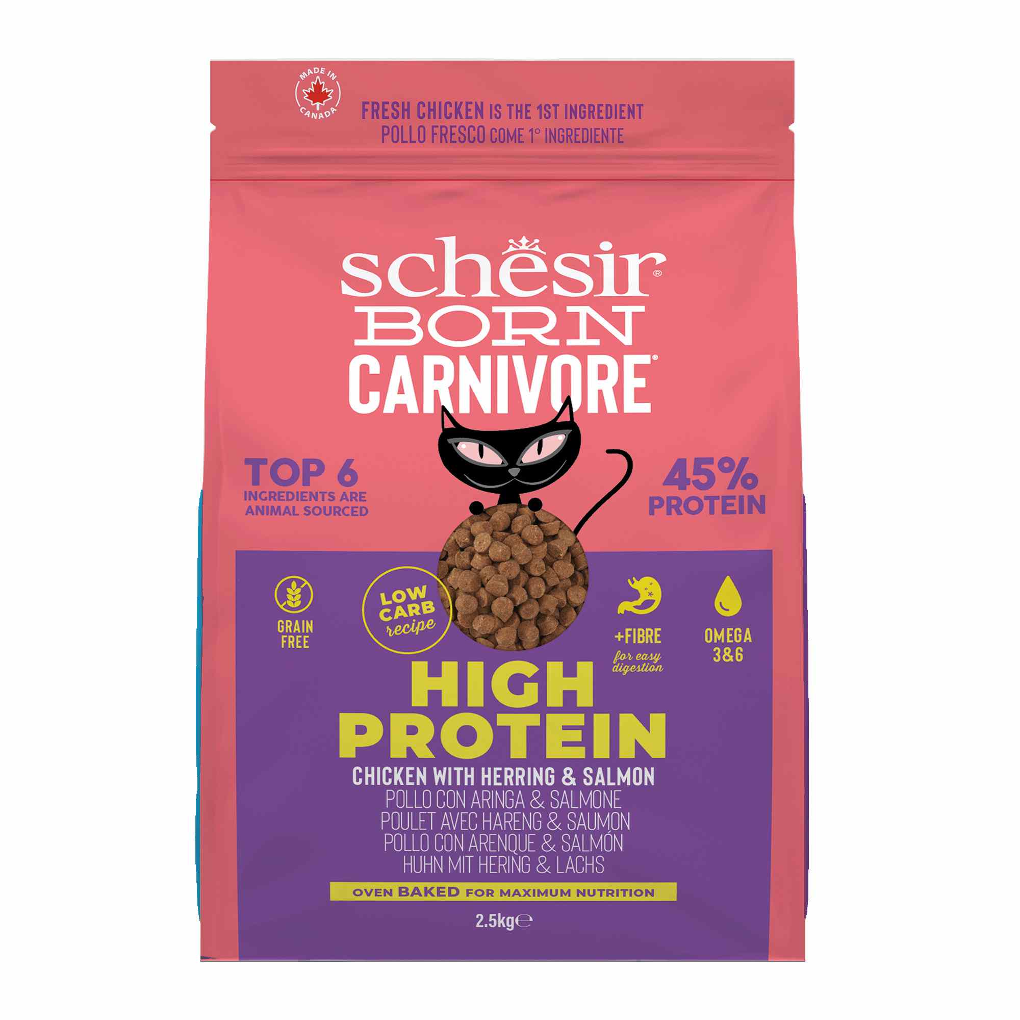 Schesir Cat 2.5kg Born Carnivore Chicken With Herring & Salmon Baked Dry Recipe Dry Cat Food