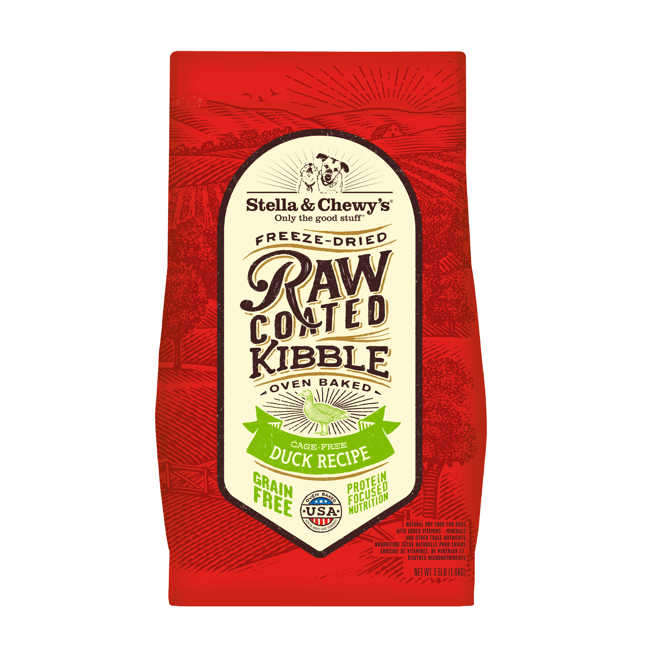 Stella & Chewy's Dog 1.6kg (3.5lbs) Freeze Dried Raw Coated Kibble (duck) Dry Dog Food
