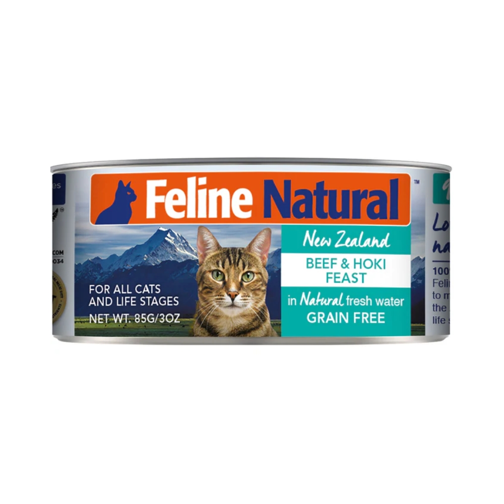 Feline Natural Cat 85g Beef & Hoki Feast Canned Wet Cat Food