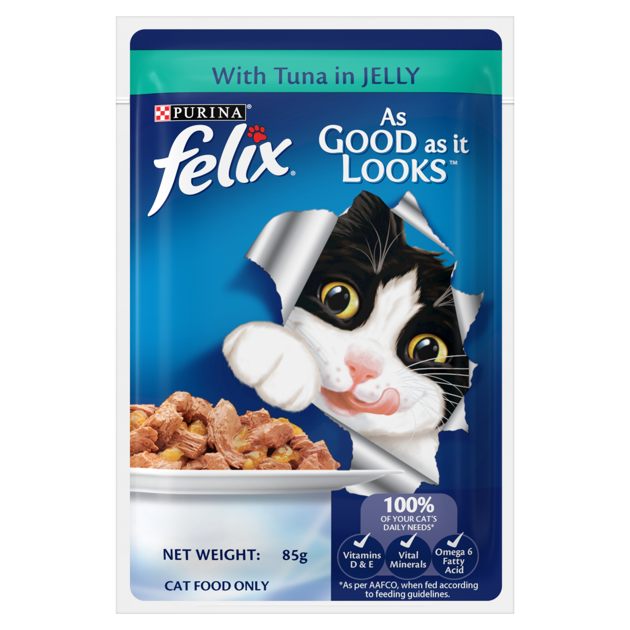 Felix Cat 85g Adult Tuna In Jelly Pouch Wet Cat Food