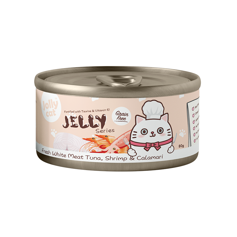 Jollycat Cat 80g Premium White Meat Tuna & Shrimp & Calamari In Jelly Wet Cat Food