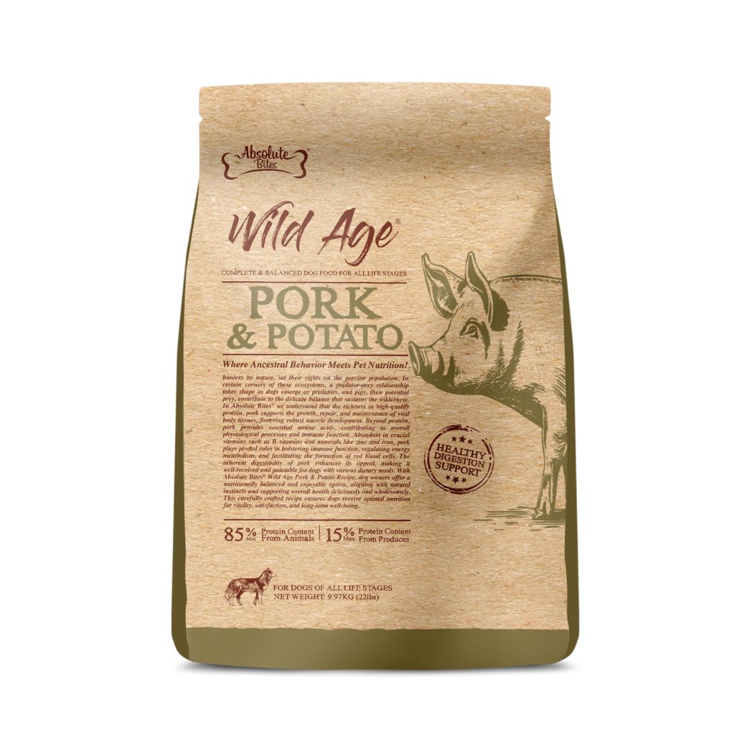 Absolute Bites Dog Wild Age 9.97kg Pork & Potato Dry Dog Food