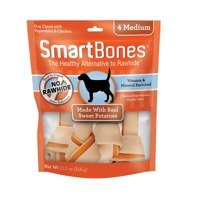 Smartbones Dog 4pcs Classic Bone Chews Medium Sweet Potato Dog Treat