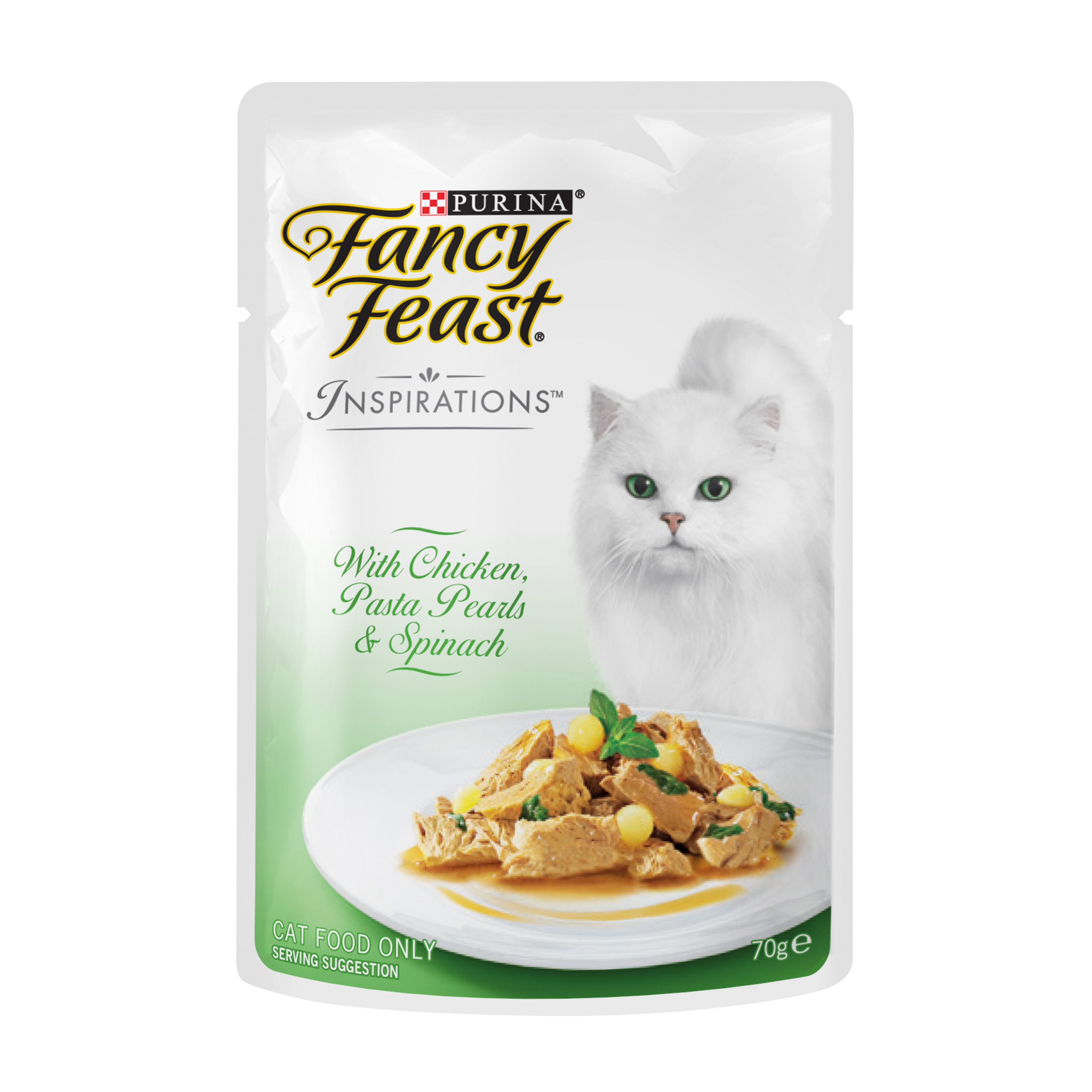 Fancy Feast Cat 70g Inspirations Chicken, Pasta Pearls & Spinach Pouch Wet Cat Food