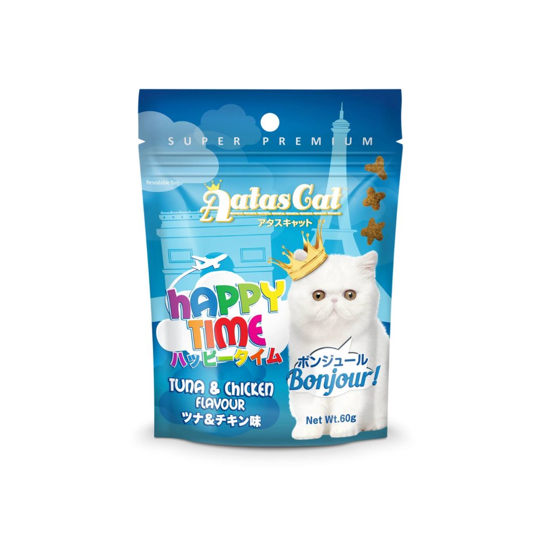 (exp: 23 Aug 2025) Aatas Cat 60g Happy Time Bonjour Tuna & Chicken Treat
