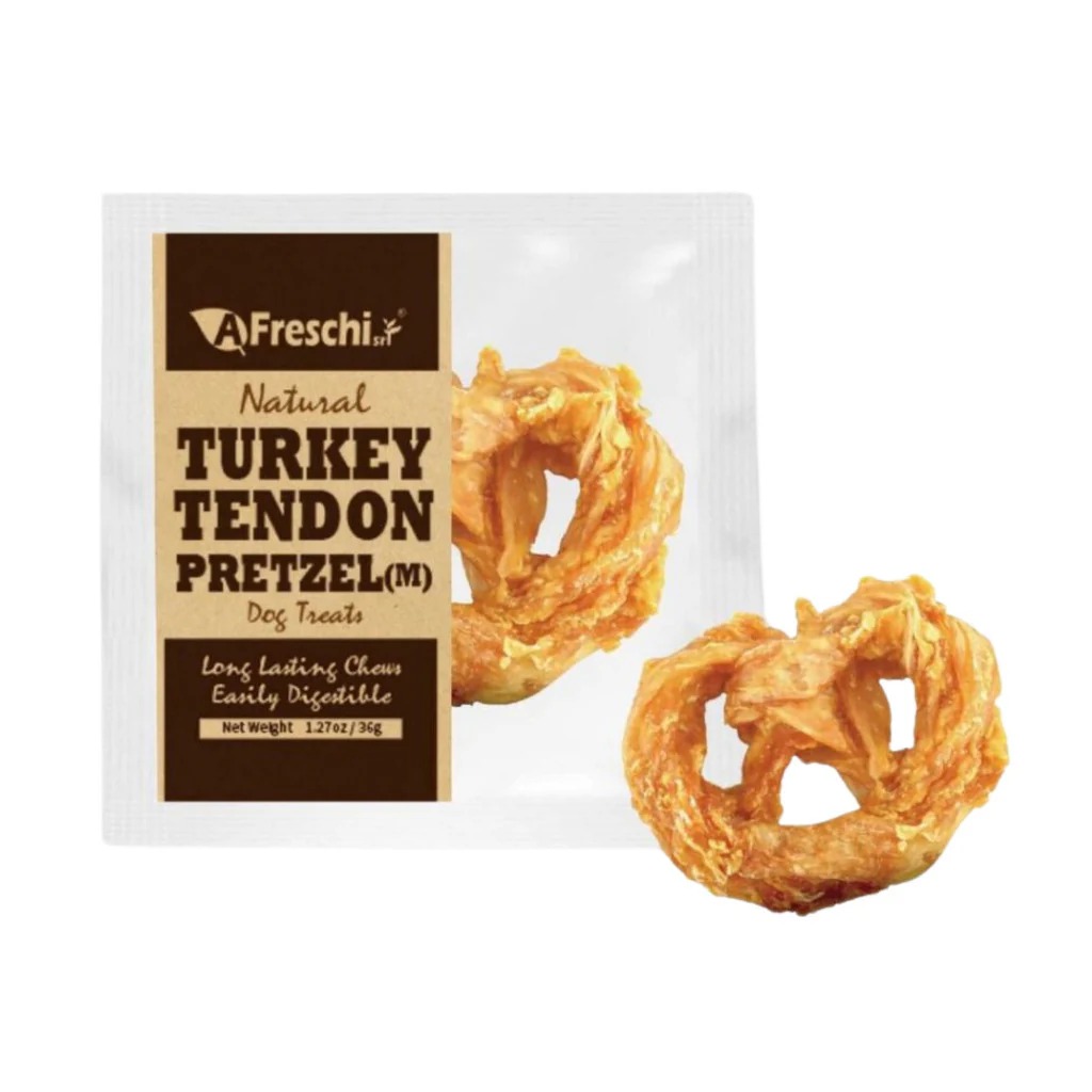 Afreschi Dog 36g Natural Turkey Tendon Pretzel (m) Dog Treats