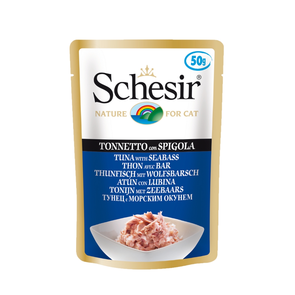 Schesir Cat 50g Tuna With Seabass Pouch Wet Cat Food