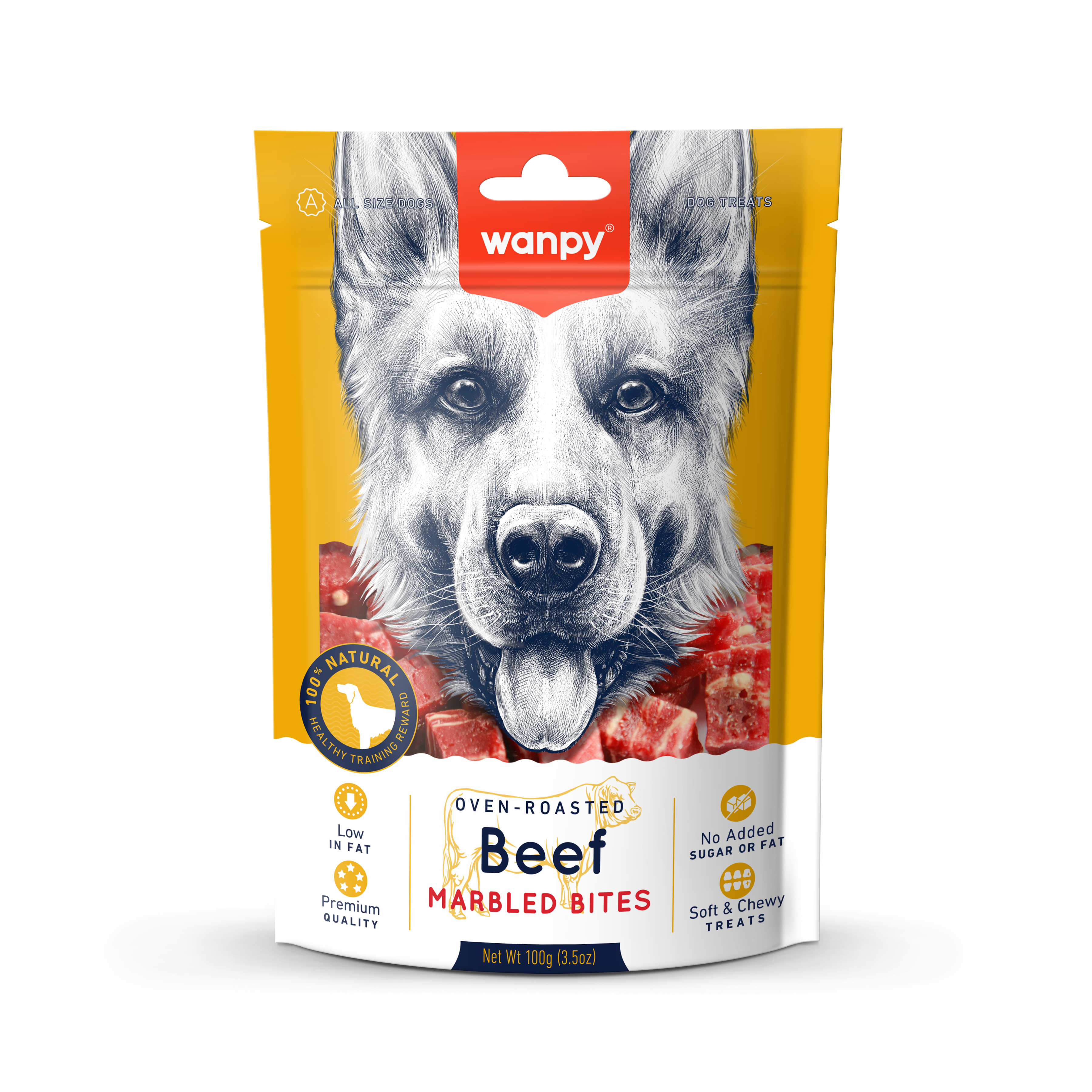 Wanpy Oven-roasted Beef Marbled Bites 100g Dog Snack