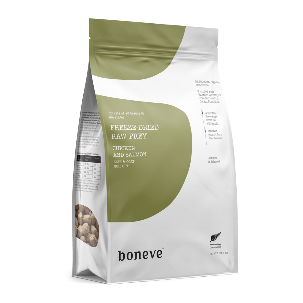 Boneve Earthmade Cat 80g Freeze Dried Raw Prey Chicken Salmon Dry Cat Food