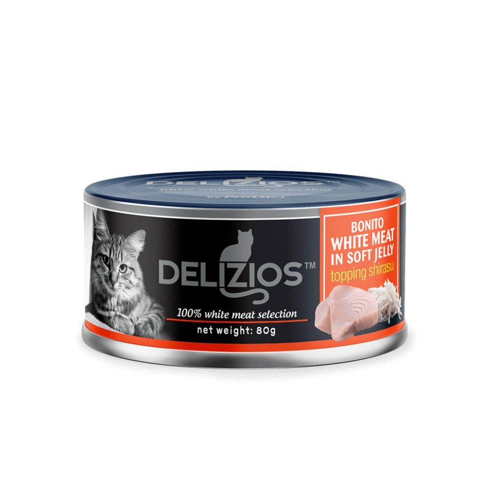 Delizios Cat 80g Bonito White Meat In Soft Jelly Topping Shirasu Wet Cat Food