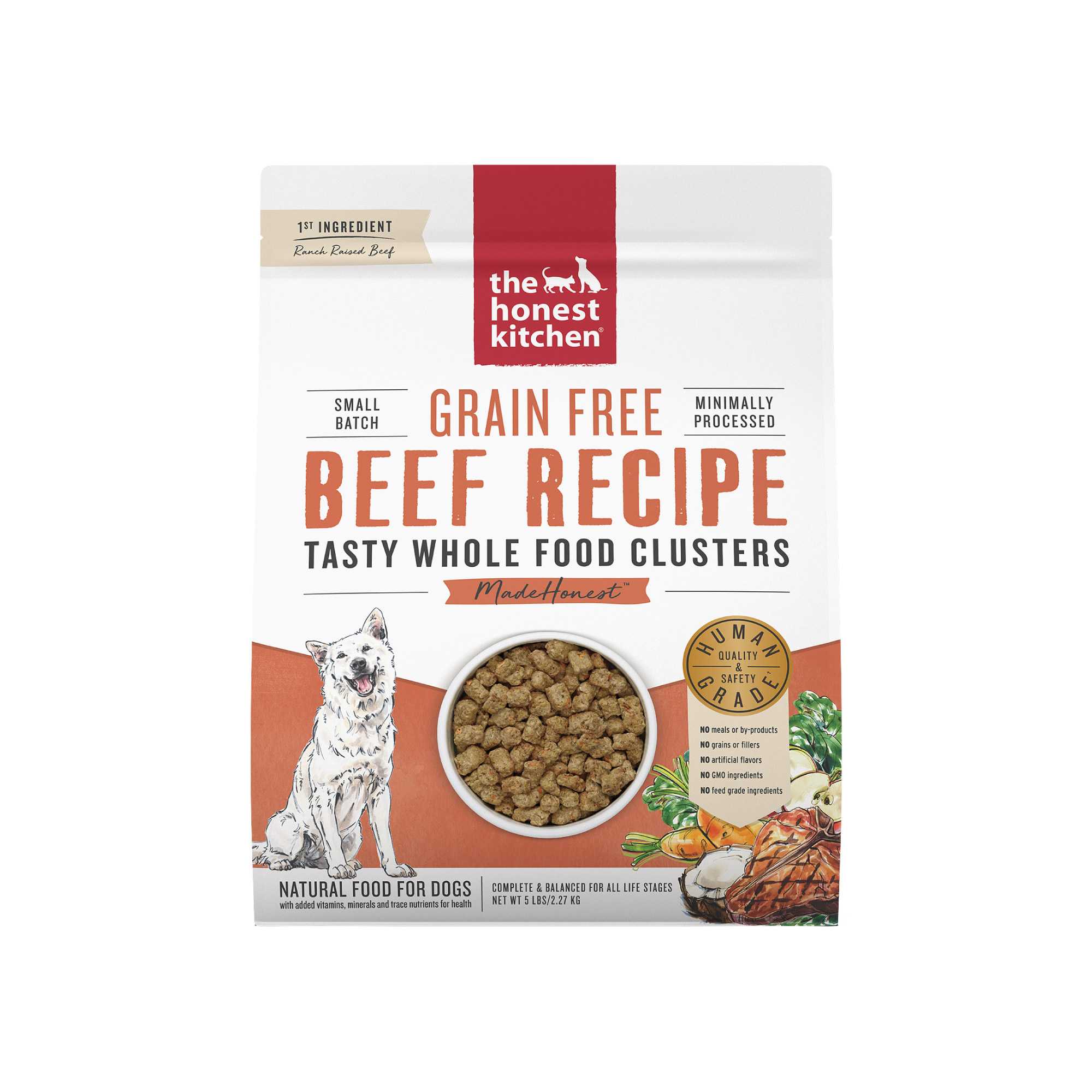 The Honest Kitchen Dog 5lbs Tasty Whole Food Clusters Beef Grain Free Dry Dog Food
