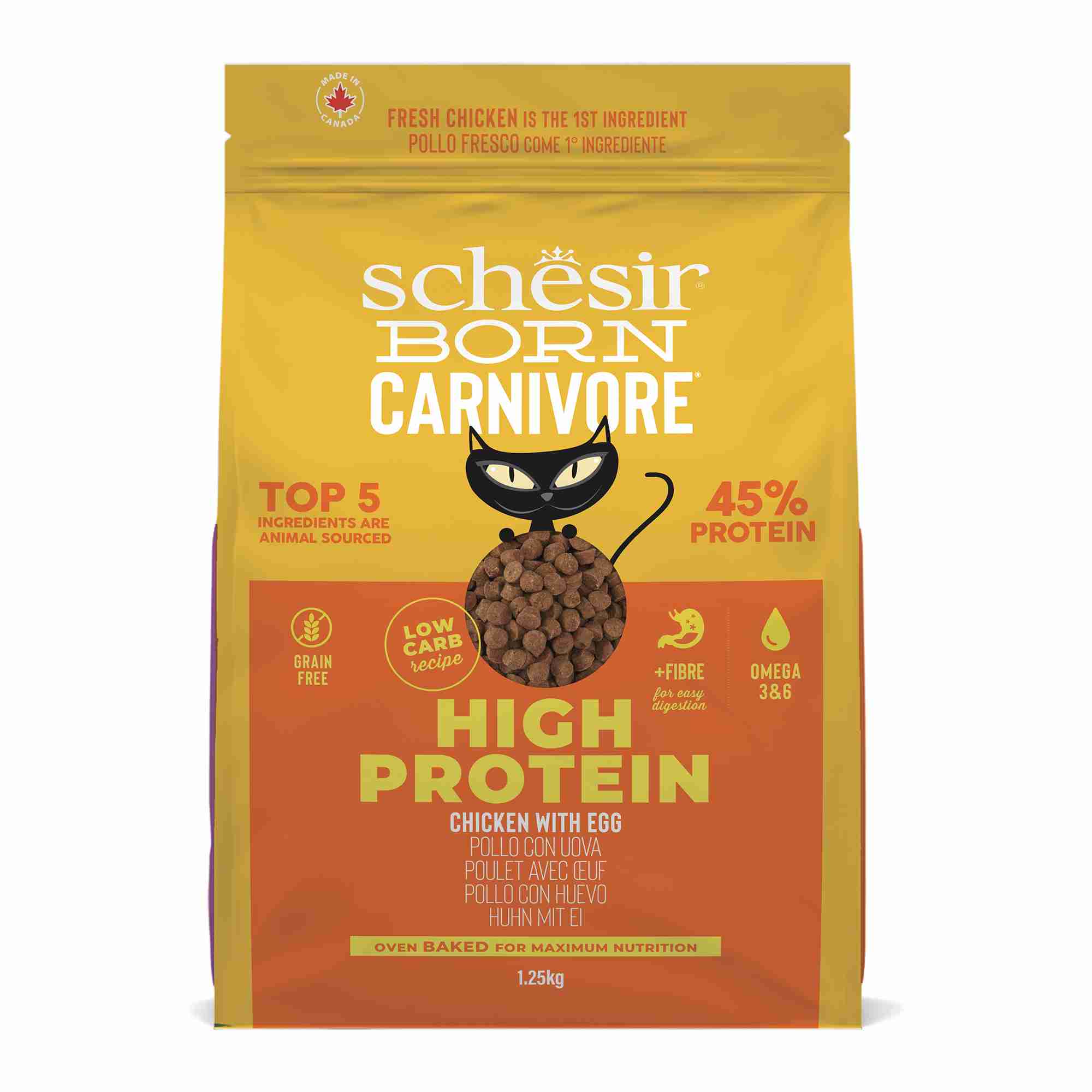 Schesir Cat 1.25kg Born Carnivore Chicken With Egg Baked Dry Recipe Dry Cat Food