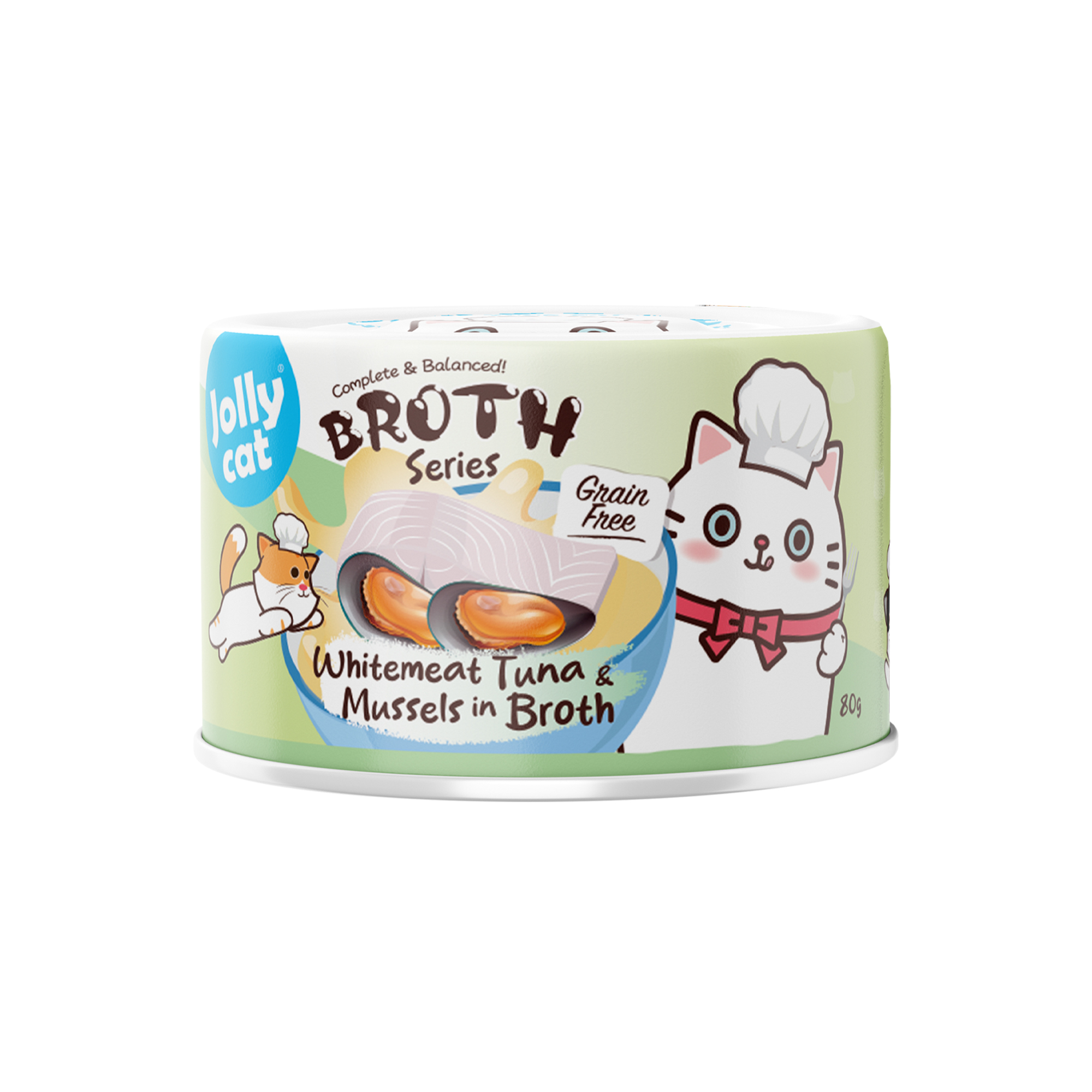 Jollycat Cat 80g Complete & Balanced Whitemeat Tuna & Mussels In Broth Wet Cat Food