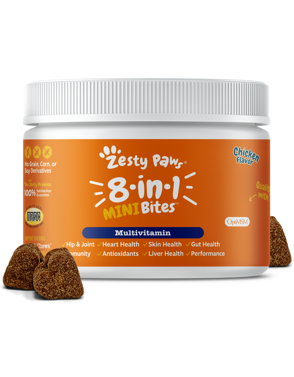 Zesty Paws 90ct 8-in-1 Multifunctional Mini Bites Chicken Flavour Supplement For Dogs