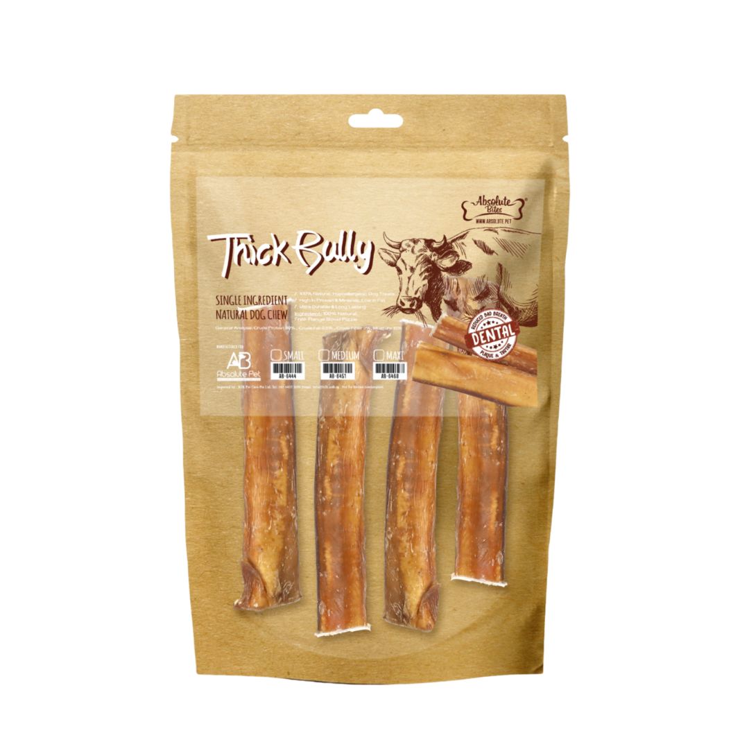 Absolute Bites Thick Bully Sticks Small 4pcs Dog Treat Singapore s Pet Store Perromart SG PerroMart SG