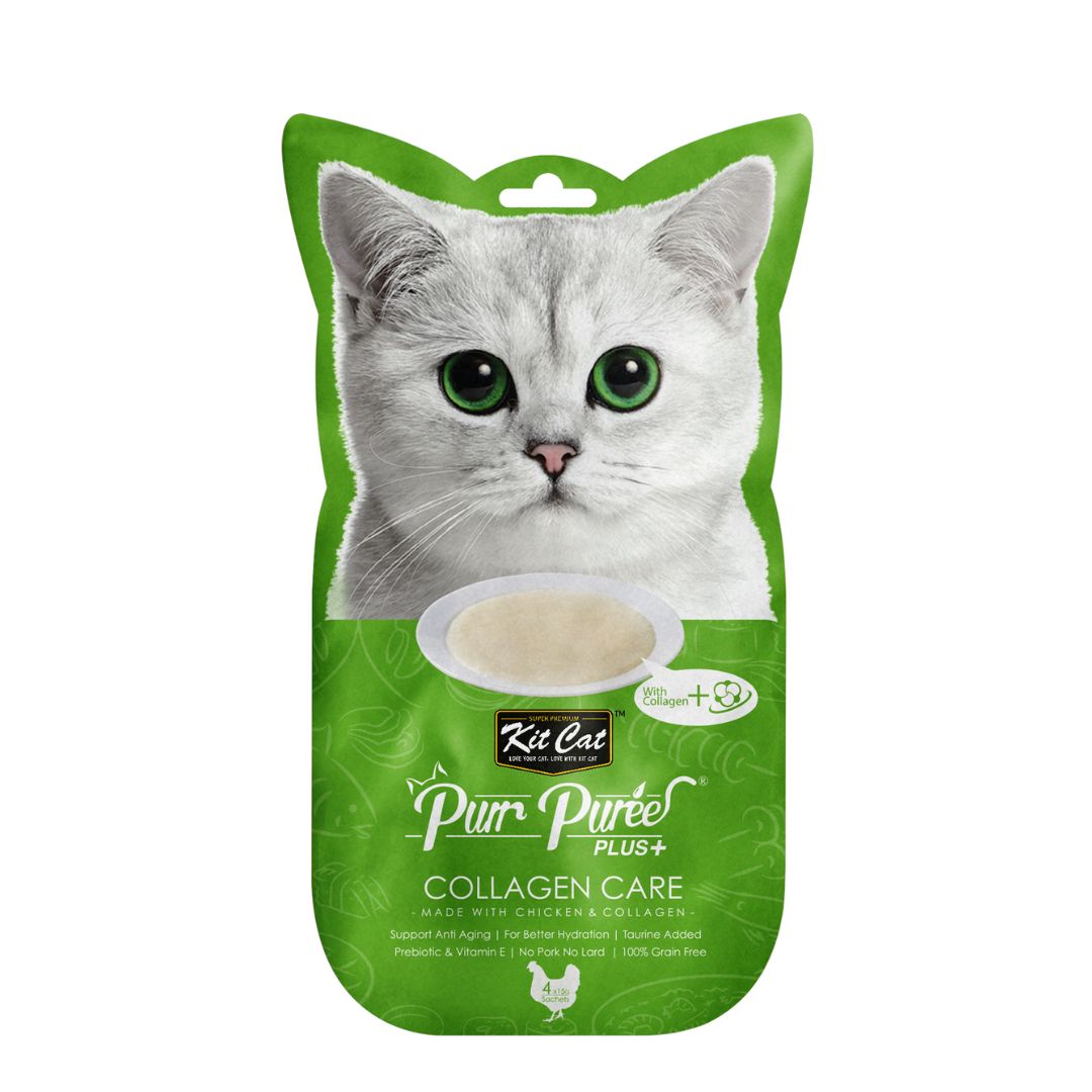Kit Cat 4x15g Purr Puree Plus+ Chicken & Collagen (collagen Care) Cat Treat