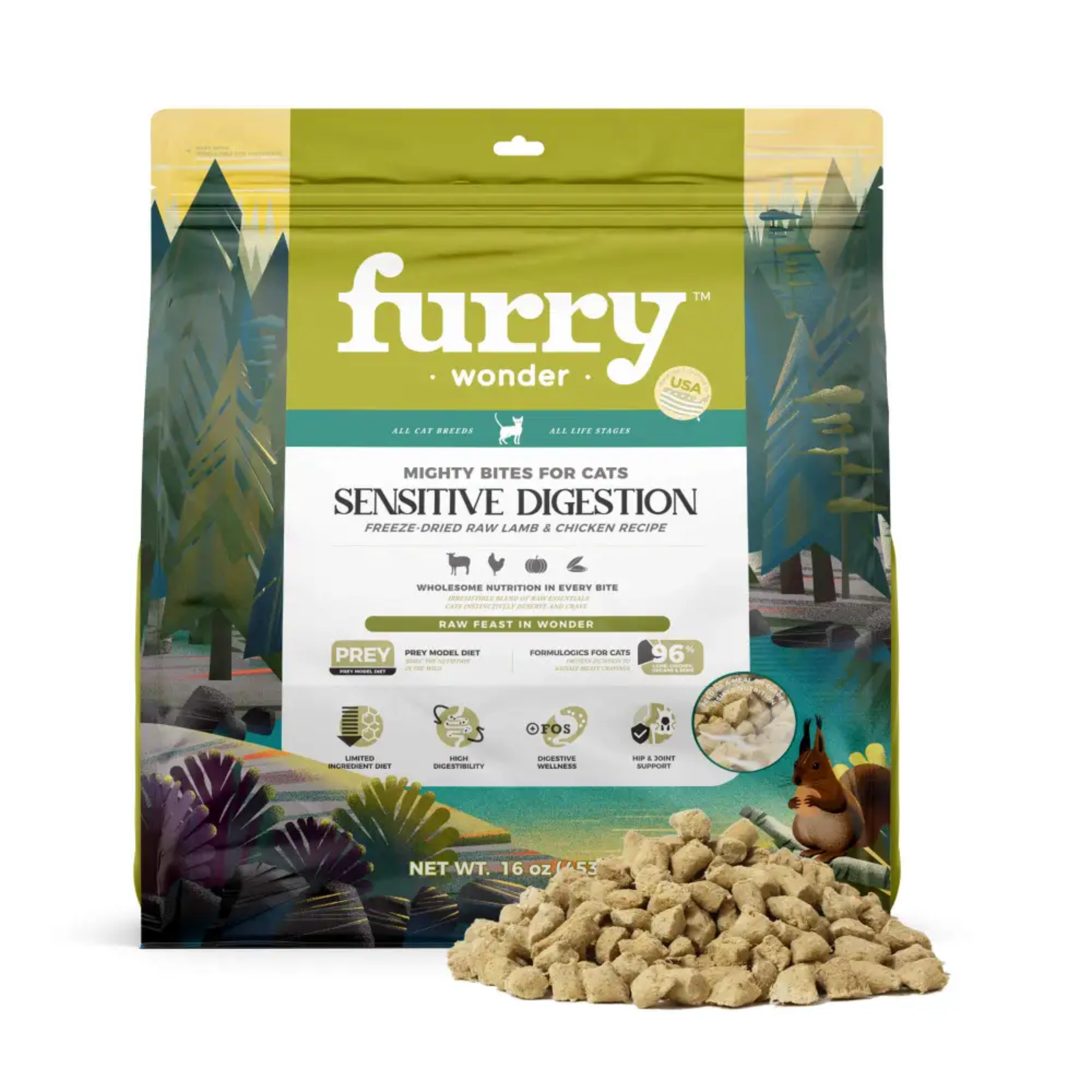 Furry Wonder Sensitive Digestion Freeze-dried Raw Lamb & Chicken Recipe For Cats 16oz (453g)