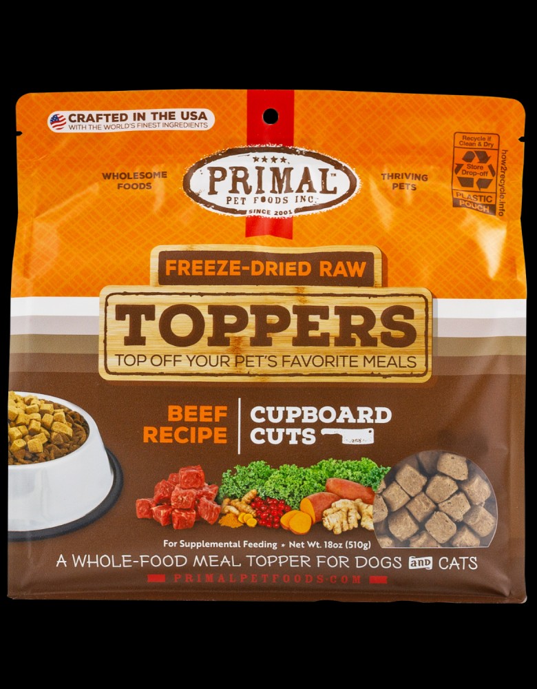 Primal Freeze Dried Raw Toppers For Dogs & Cats: Cupboard Cuts - Beef Recipe 510g (18oz)