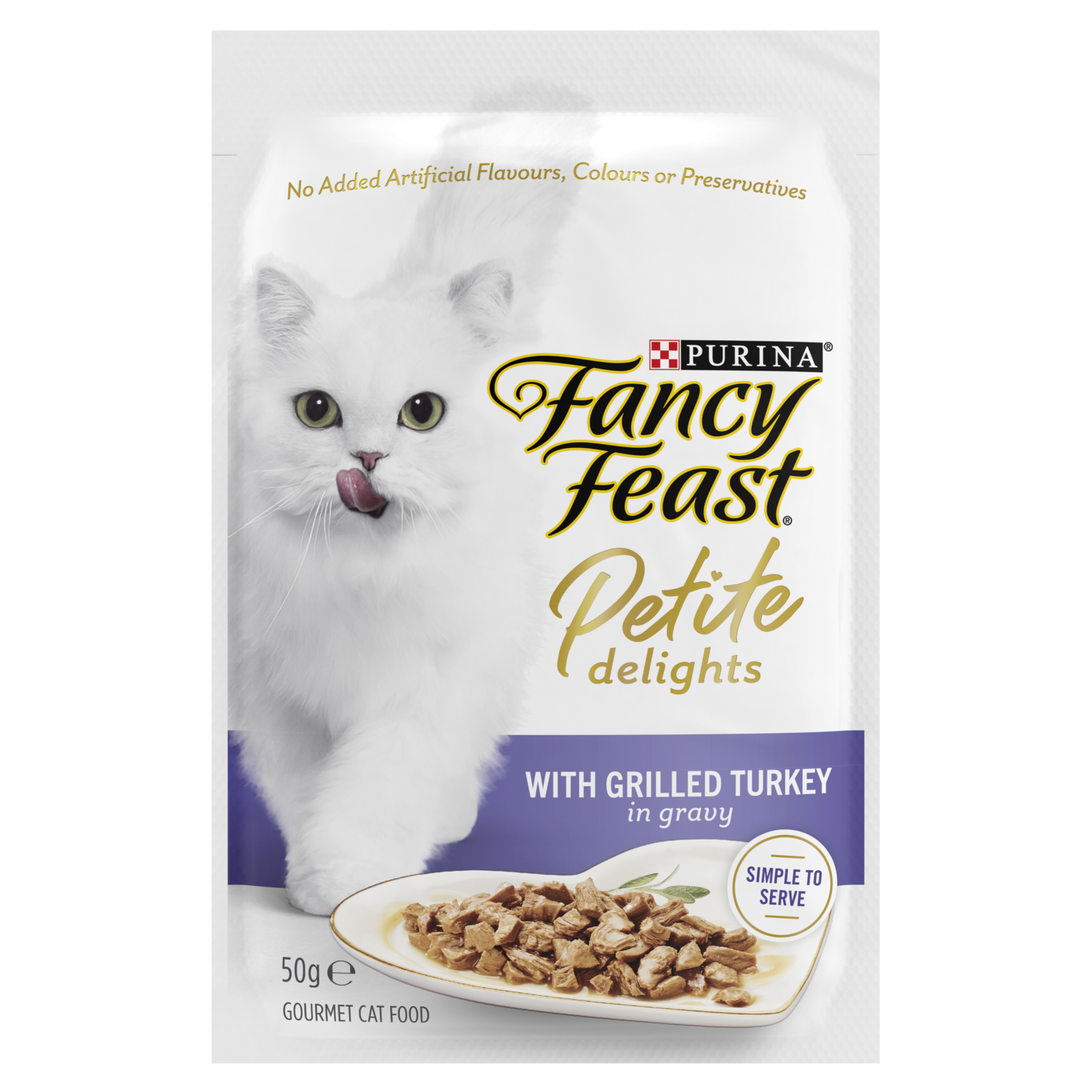 Fancy Feast Cat 50g Petite Delights With Grilled Turkey In Gravy Pouch Wet Cat Food