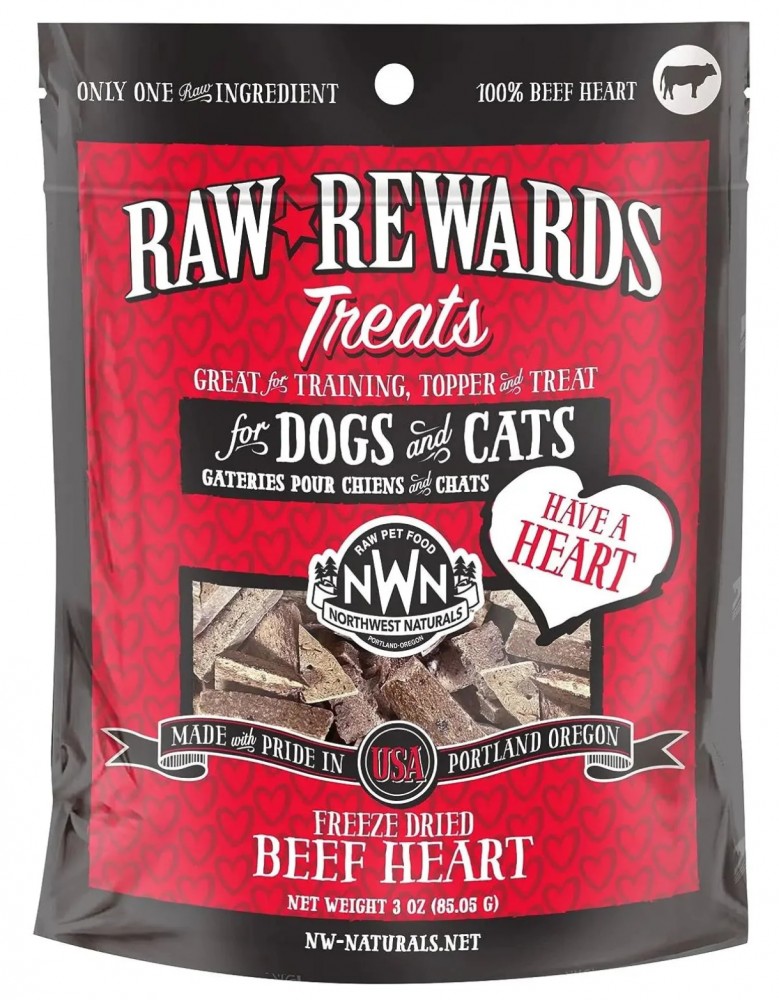 (exp: 28 Jun 2025) Northwest Naturals Raw Rewards Beef Heart Freeze-dried Treats For Dogs & Cats 10oz