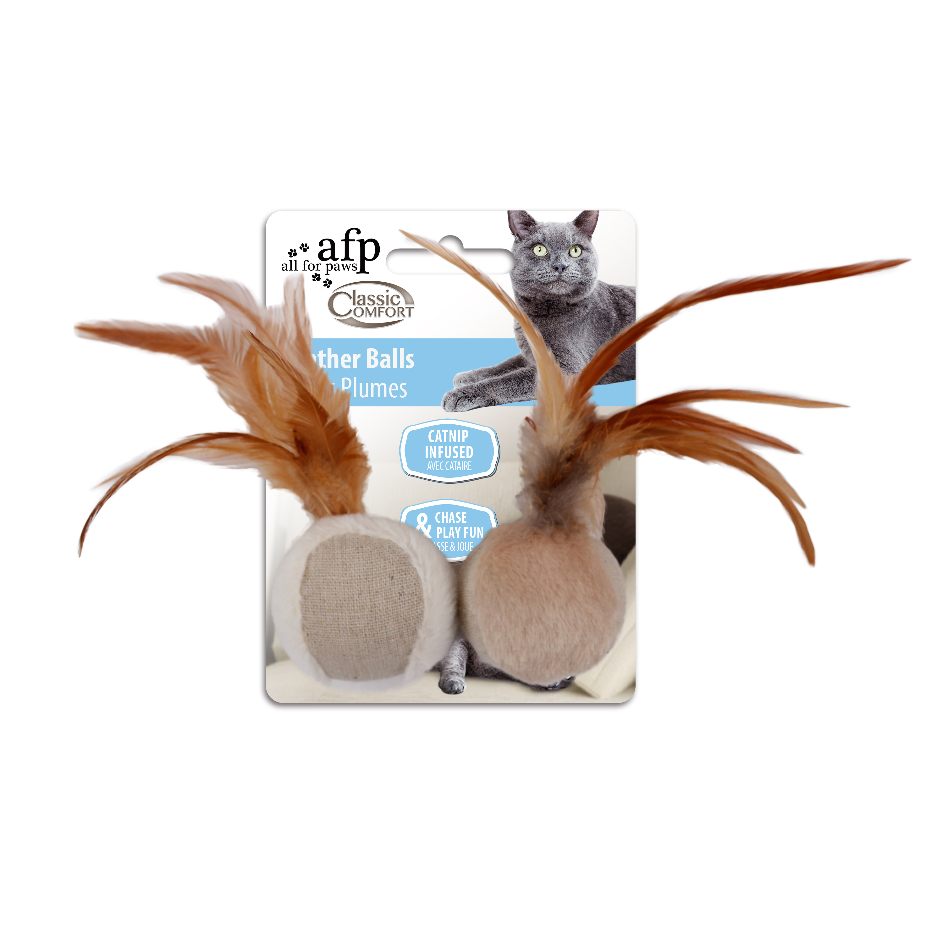 Afp Classic Comfort Feather Balls 2pcs Cat Toy