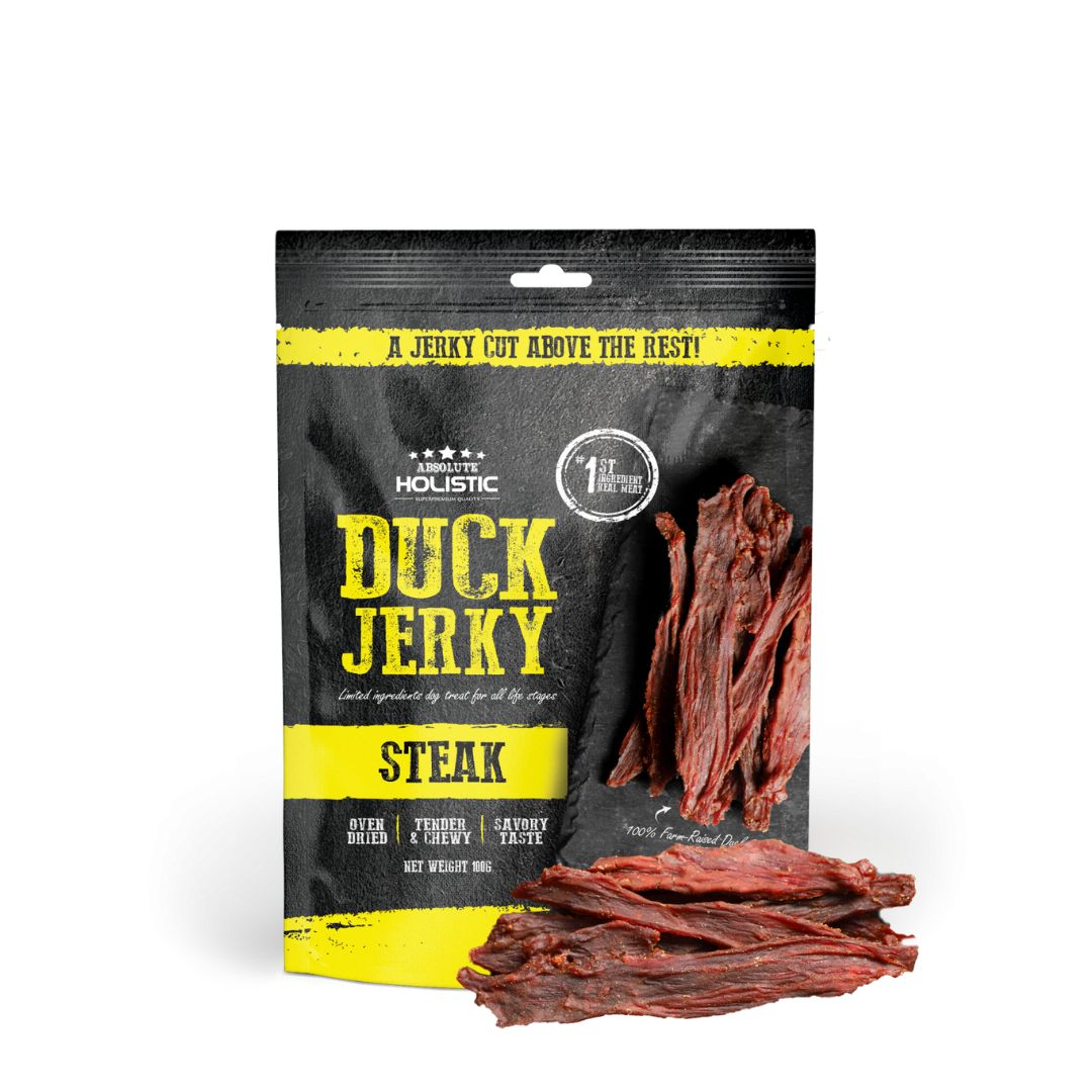 Absolute Holistic Dog 100g Jerky Duck Steak Dog Treat