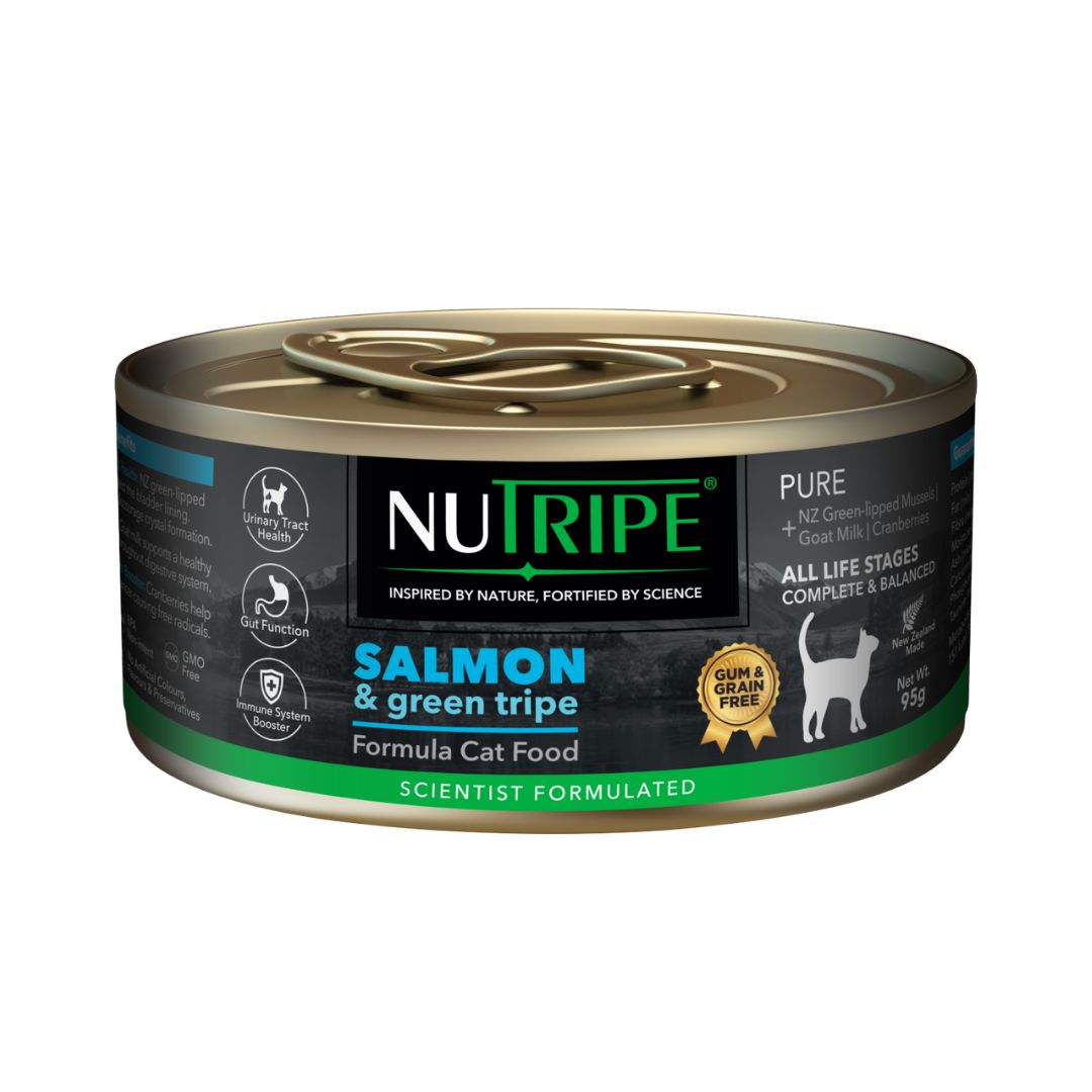 Nutripe Cat 95g Pure Salmon & Green Tripe Cat (gum-free) Wet Canned Food