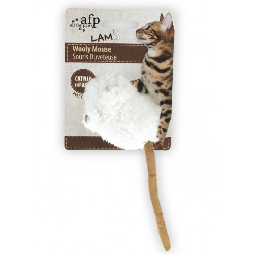 Afp Lamb Wooly Mouse Cat Toy With Sound White