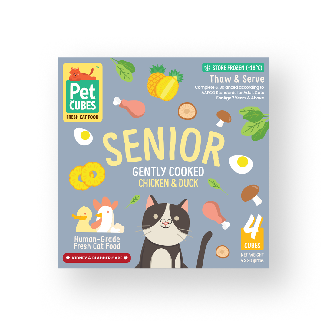 Pet Cubes Cat 4x80g Gently Cooked Chicken & Duck For Senior Cats Fresh Cat Food