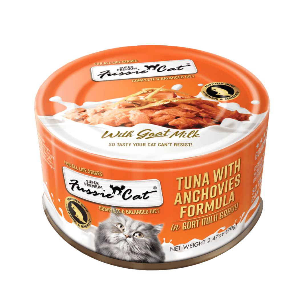 Fussie Cat Goat Milk 70g Tuna With Anchovies In Gravy Wet Cat Food