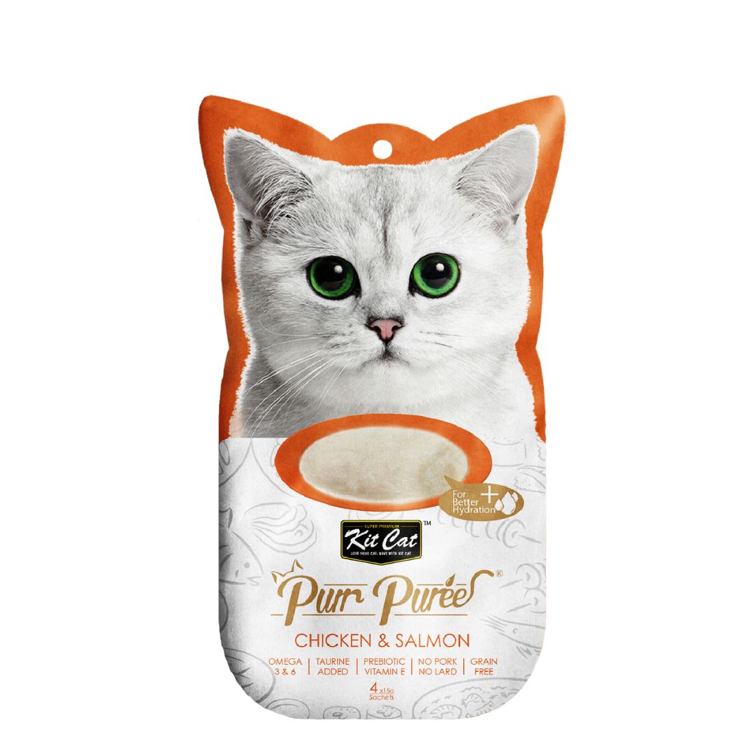 Kit Cat 5x15g Purr Puree Chicken & Salmon Cat Treat