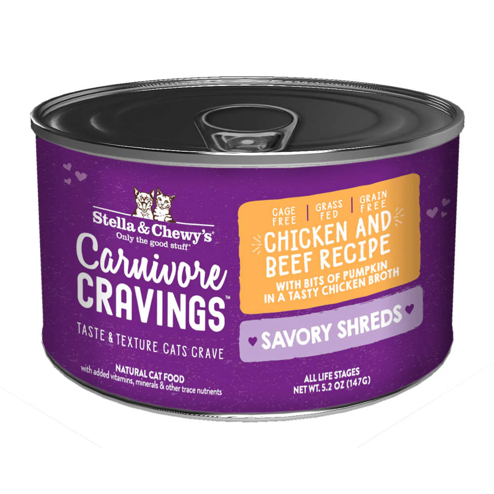 Stella & Chewy's Carnivore Cravings Savory Shreds (chicken & Beef In Broth) Canned Cat Food 154g