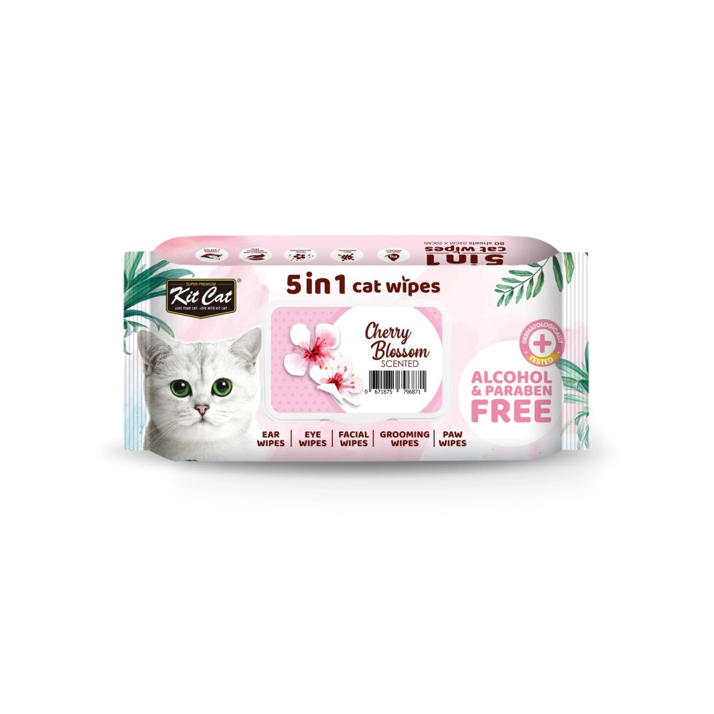Kit Cat 5 In 1 Cat Wipes 80pcs Cherry Blossom Singapore s Pet Store Perromart SG PerroMart SG