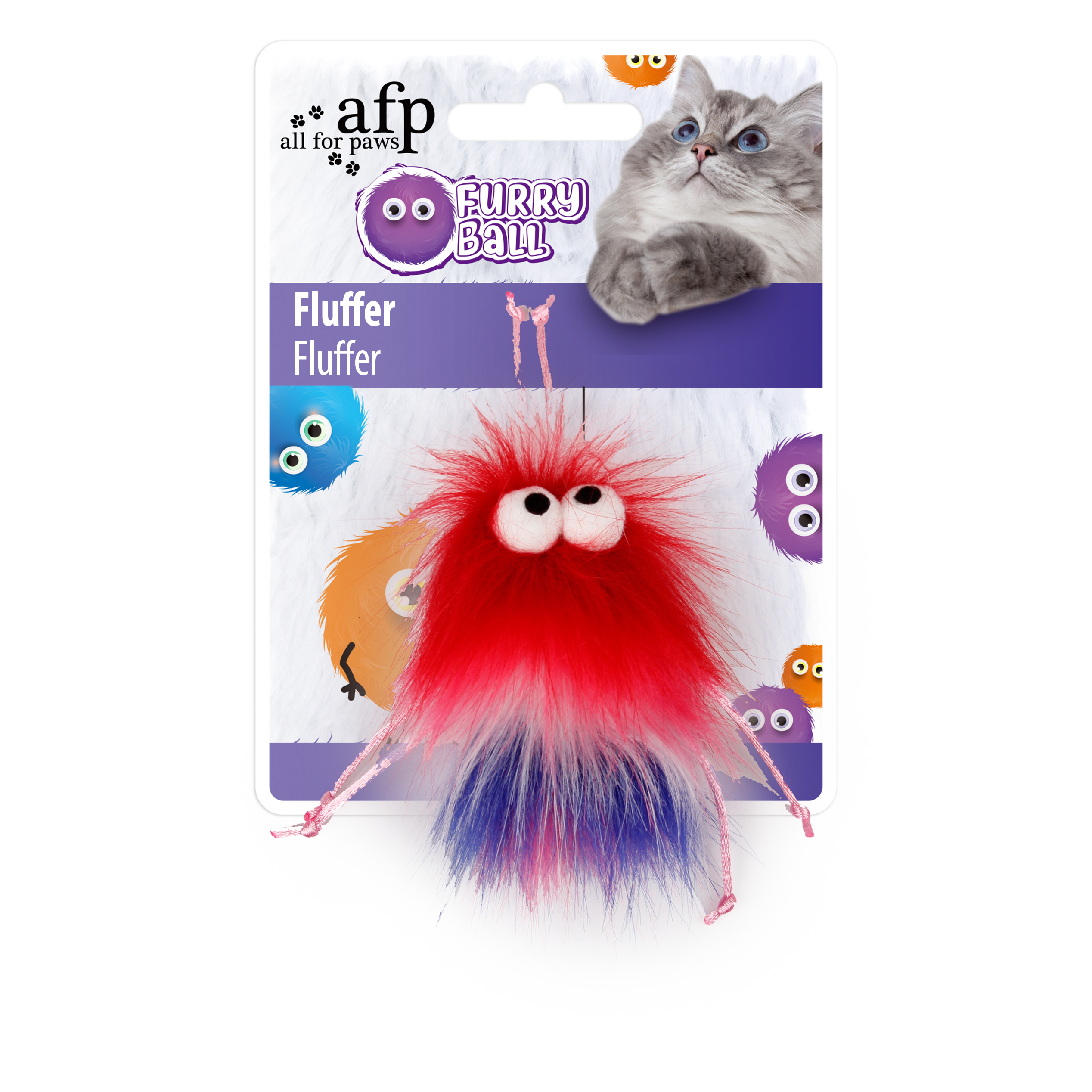 Afp Furry Ball Fluffer Red Cat Toy
