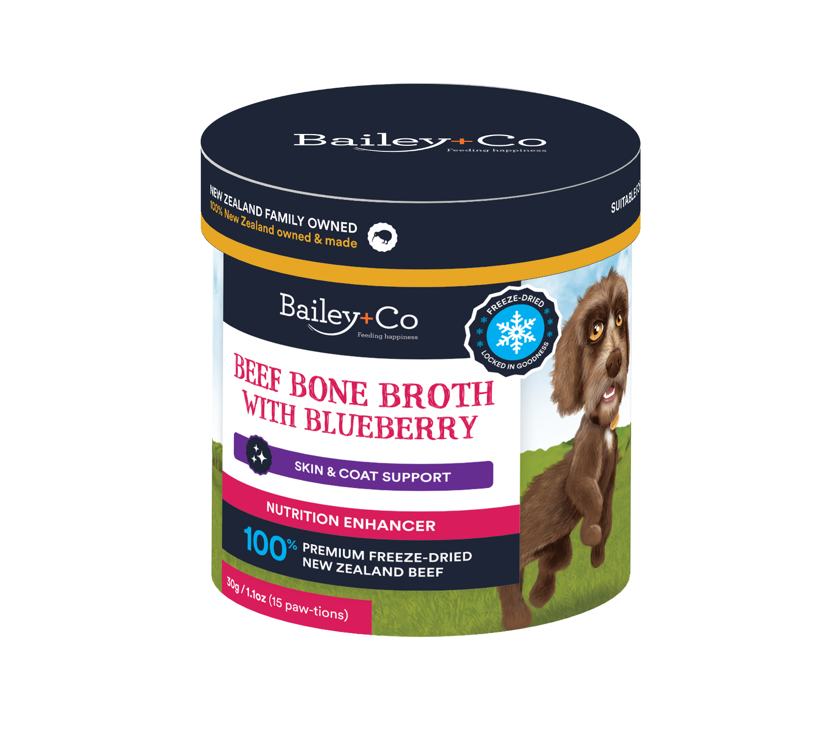 Bailey+co 30g Dissolvable Skin & Coat Support Bone Broth With Blueberry For Dogs & Cats
