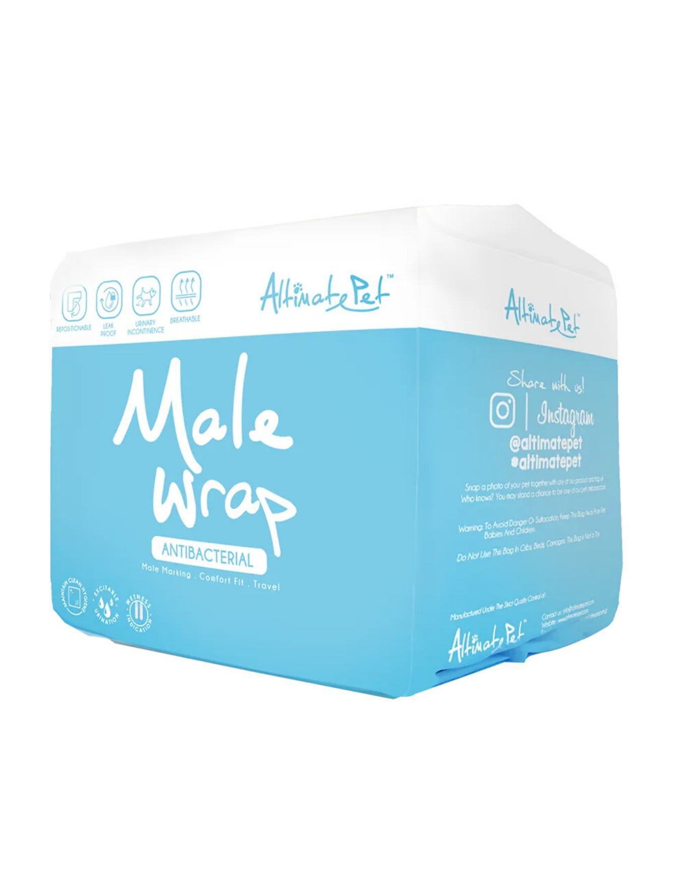 Altimate Pet Antibacterial Disposable Male Wraps Medium: 9 Pcs