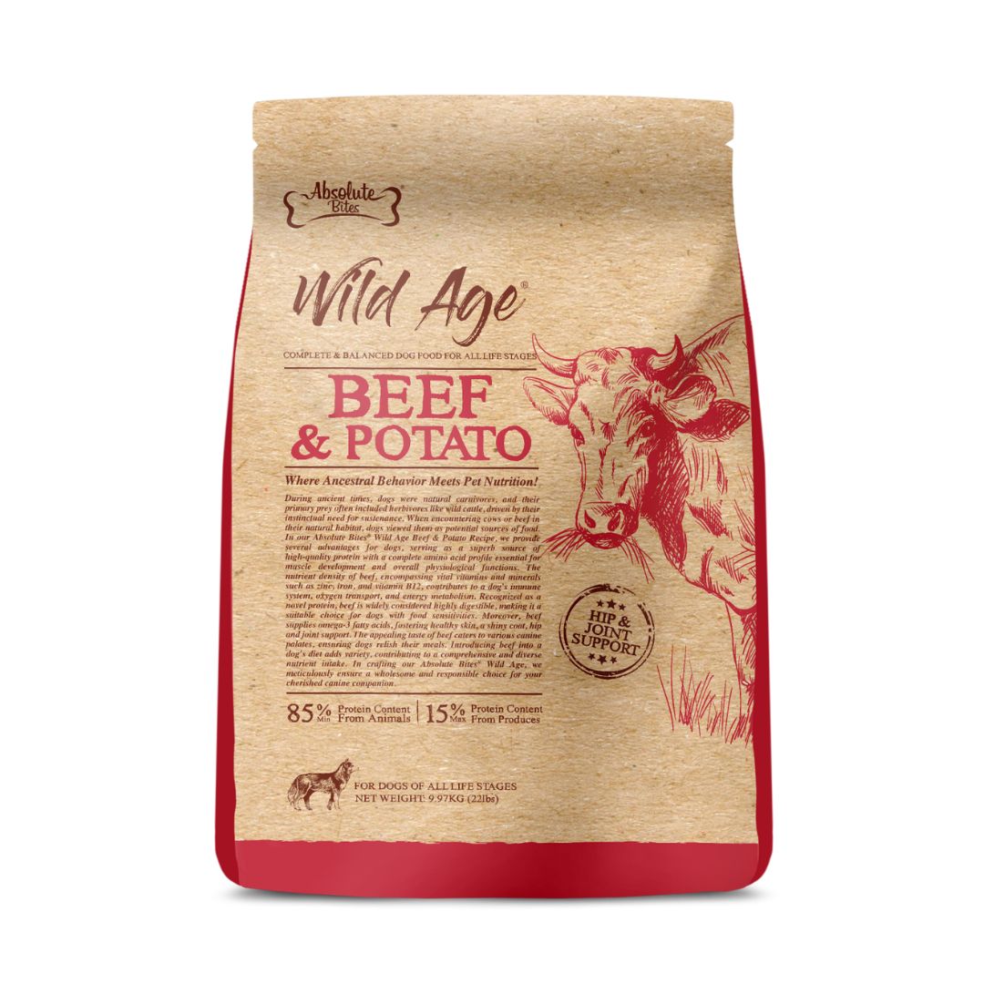 Absolute Bites Dog Wild Age 9.97kg Beef & Potato Dry Dog Food
