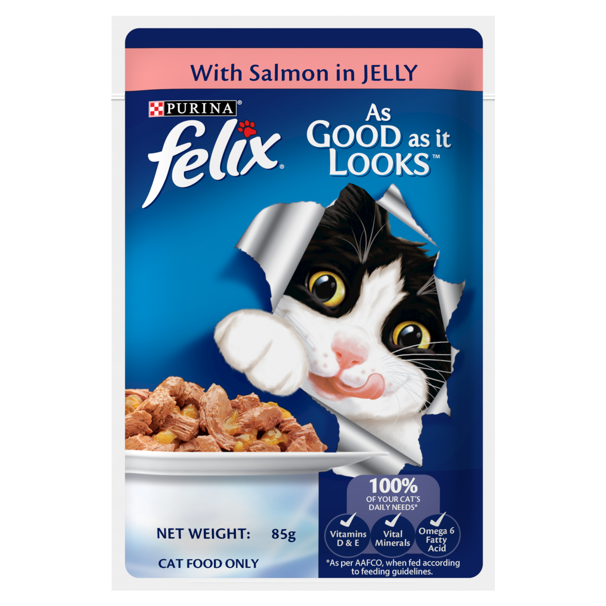 Felix Cat 85g Adult Salmon In Jelly Pouch Wet Cat Food