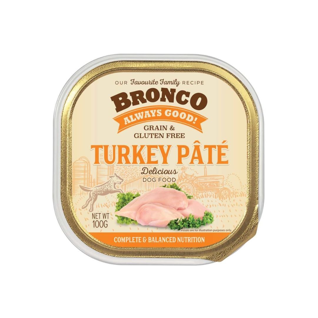 Bronco 100g Turkey Pate Dog Wet Food Tray