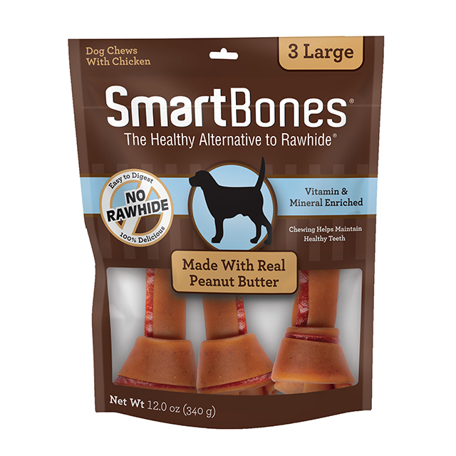 Smartbones Dog 3pcs Classic Bone Chews Large Peanut Butter Dog Treat