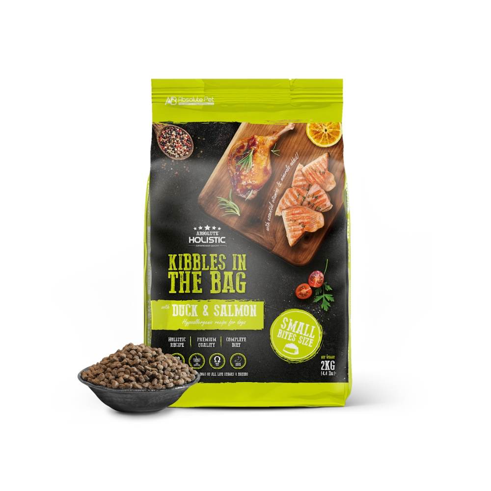 Absolute Holistic Dog 2kg Kibbles In The Bag Small Bites Duck & Salmon Dry Dog Food